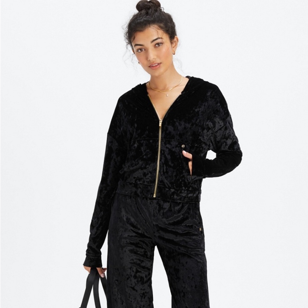 Fabletics Black Velour Sweatsuit M